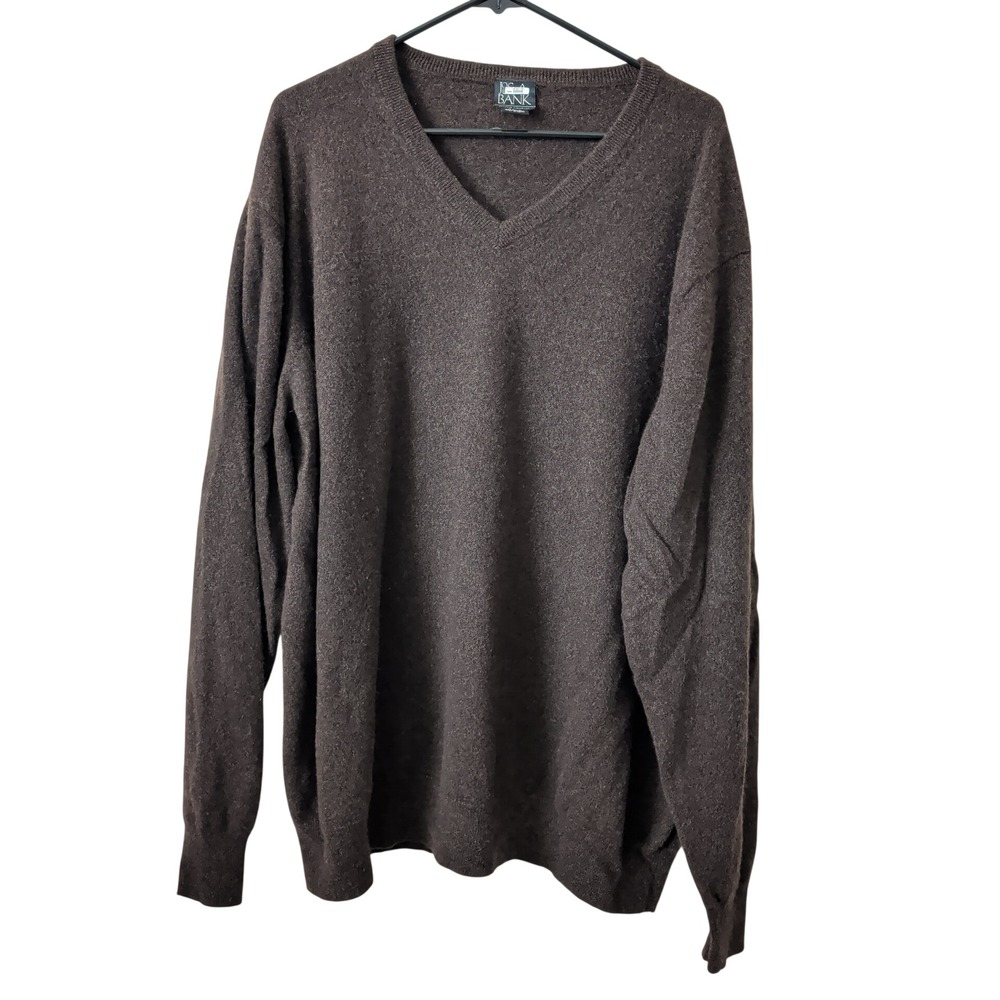 JosABank Executive Collection 100% Cashmere V-Neck Sweater Brown Mens 3XLB Big